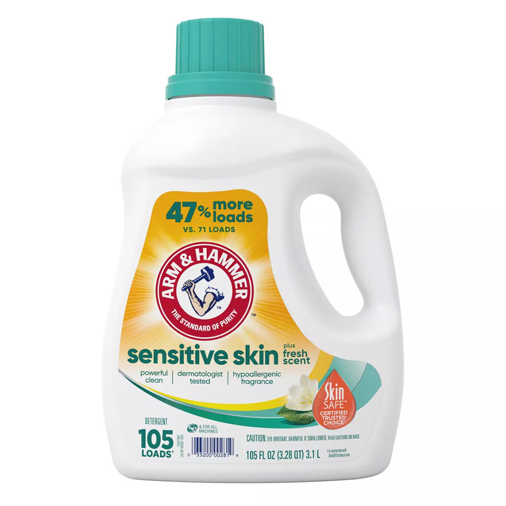 Arm and Hammer Sensitive Skin Liquid Detergent Plus Fresh Scent 105 Loads 105Oz (3.1L)