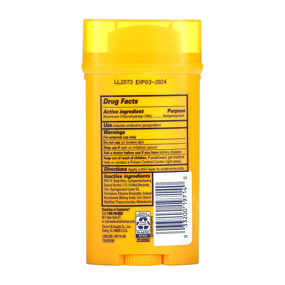 Arm & Hammer Ultramax Antiperspirant Deodorant, Invisible Solid, Unscented - 2.8 Oz