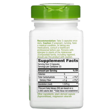 Natures Way Dandelion Root 525 Mg Vegetarian Capsules - 100 Ea