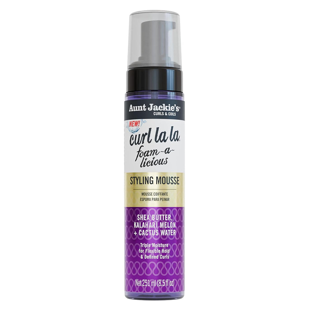 Aunt Jackies Curl La La Foam a licious Styling Mousse Triple Moisture Defines Curls and Adds Shine Hair 8.5Oz (251ml)
