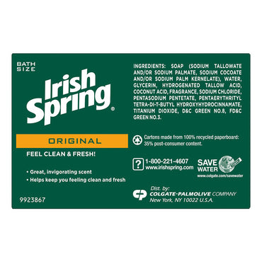 Irish Spring Original Clean Deodorant Bar Soap for Men, 3.75 Oz, 8 Bars