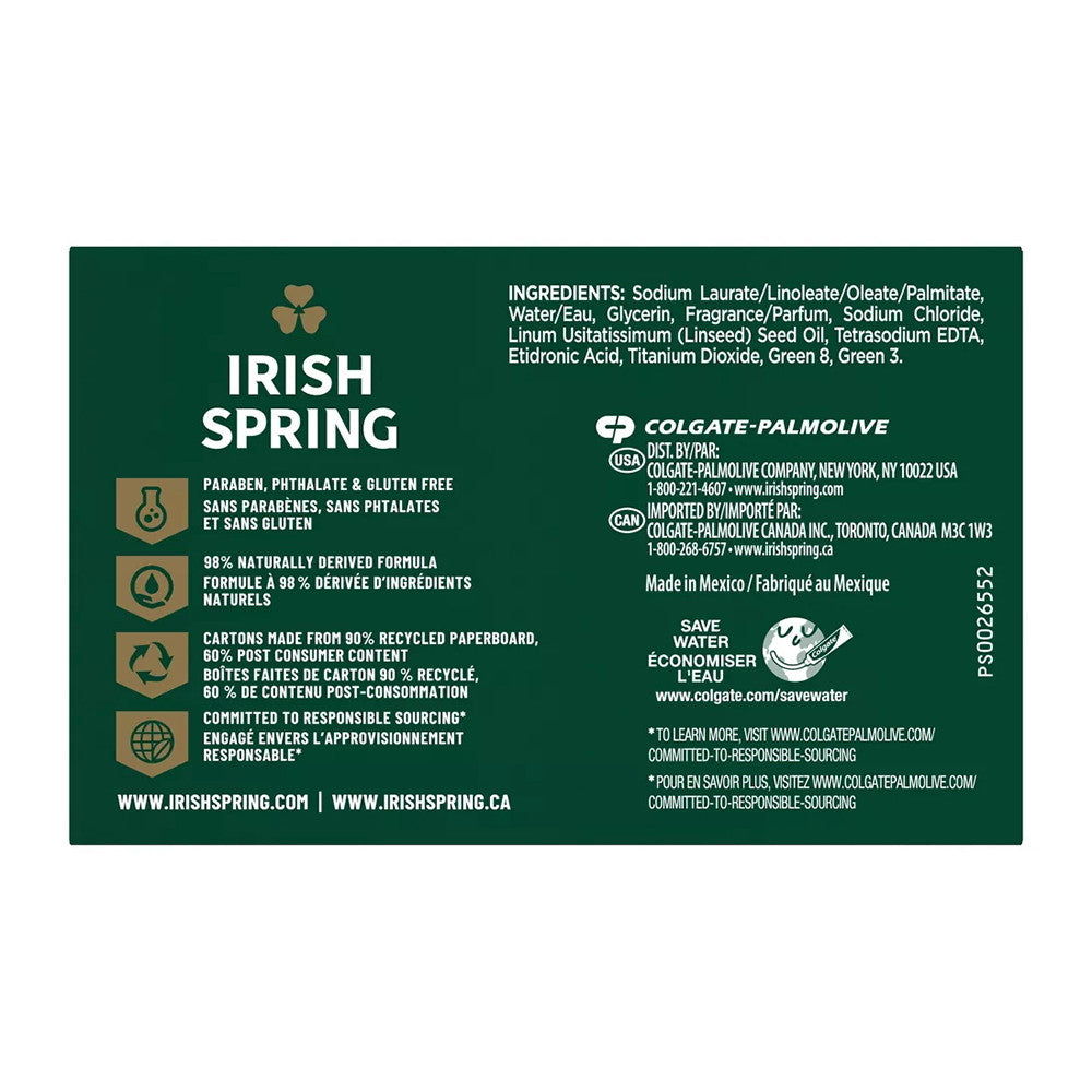Irish Spring Original Clean Deodorant Soap Bar, 3.7 Oz
