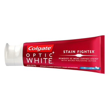 Colgate Optic White Stain Fighter Teeth Whitening Toothpaste, Fresh Mint Gel, 4.2 Oz