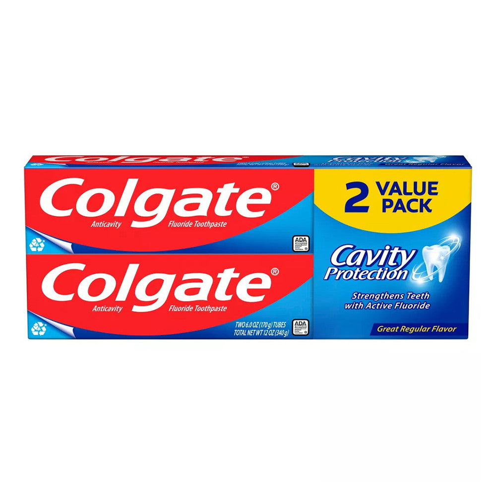 Colgate Cavity Protection with Active Fluoride Toothpaste, Value pack, 6 Oz, 2 Pack