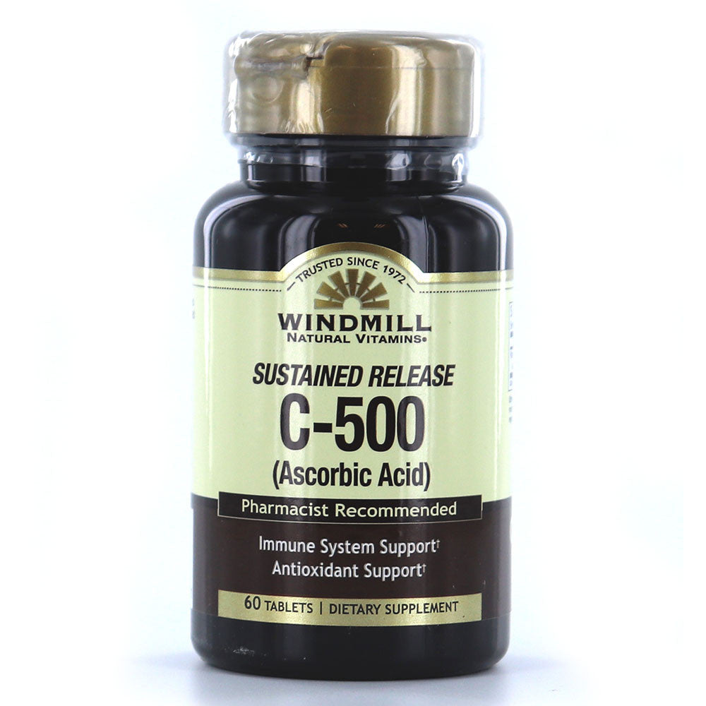 Windmill Natural Vitamin C 500 mg Sustained Release Tablets, Immune Booster, 60 Ea