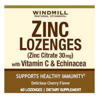 Windmill Vitamins Zinc Lozenges With C & Echinacea, Cherry Flavor, 60 Ea