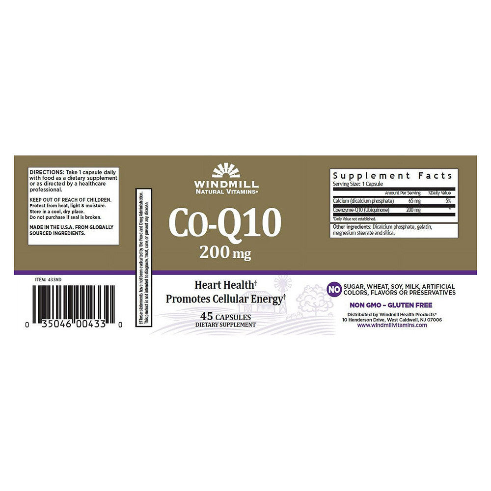 Windmill CoQ10 200 mg Capsules, 45 Ea