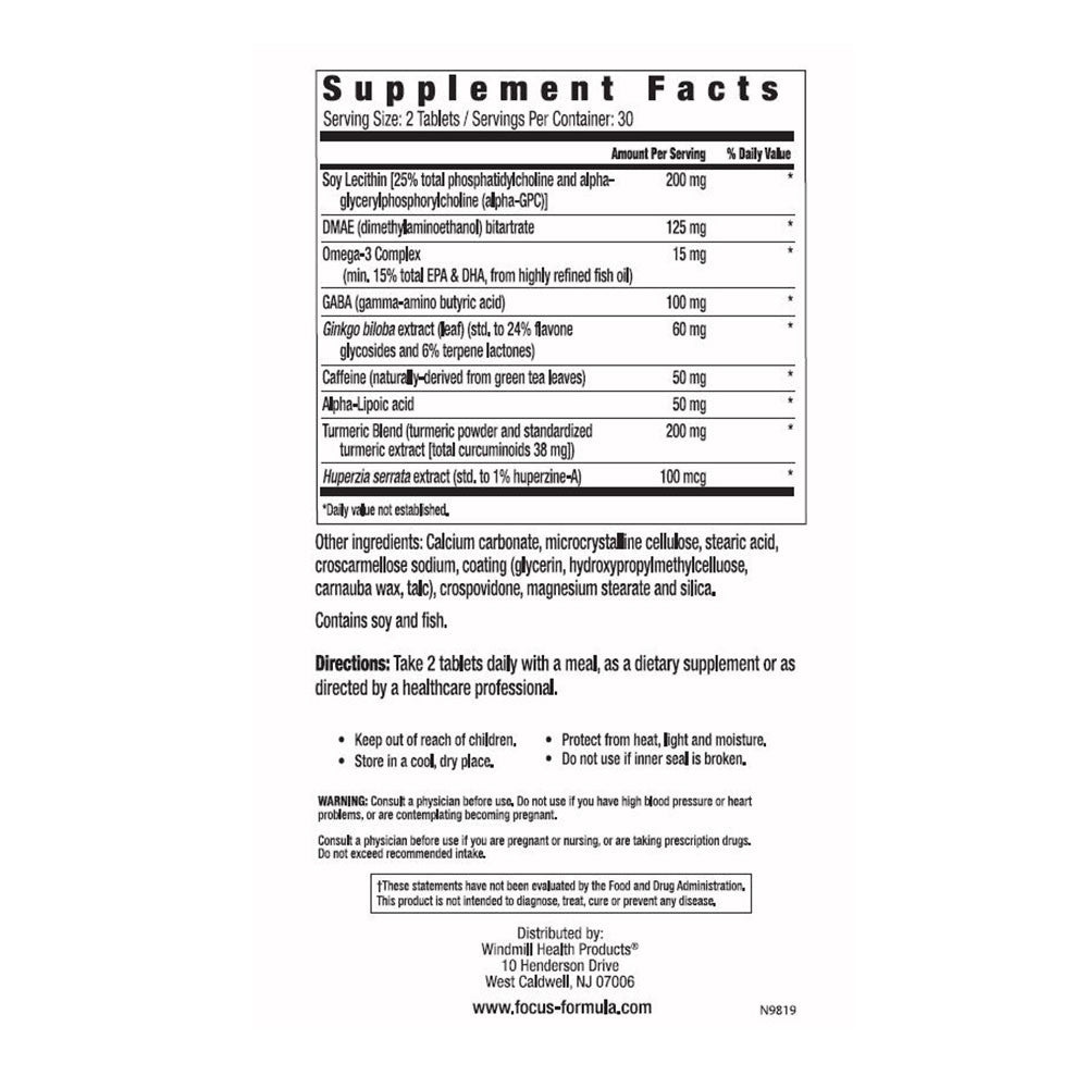 Windmill Vitamins Focus Formula Tablets, 60 Ea