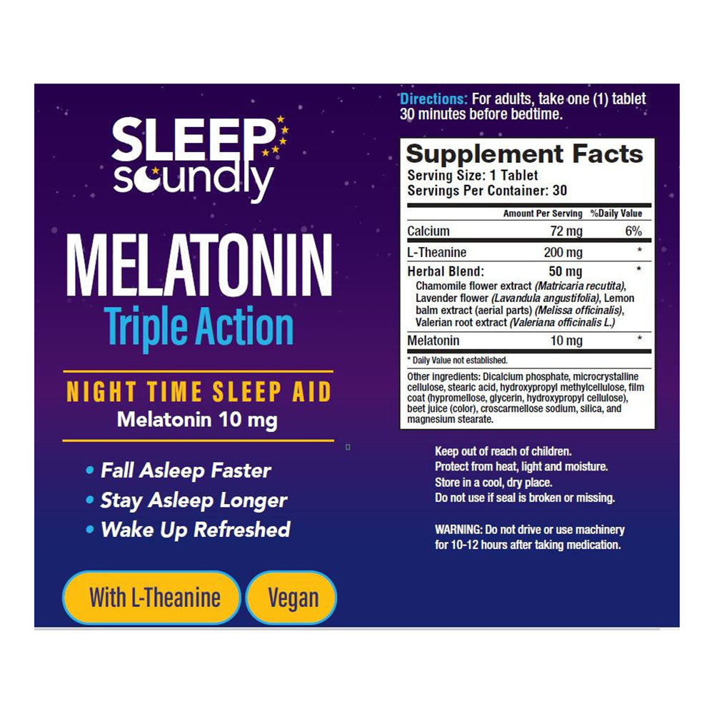 Windmill Vitamins Sleep Soundly Melatonin Triple Action Tablets, 30 Ea
