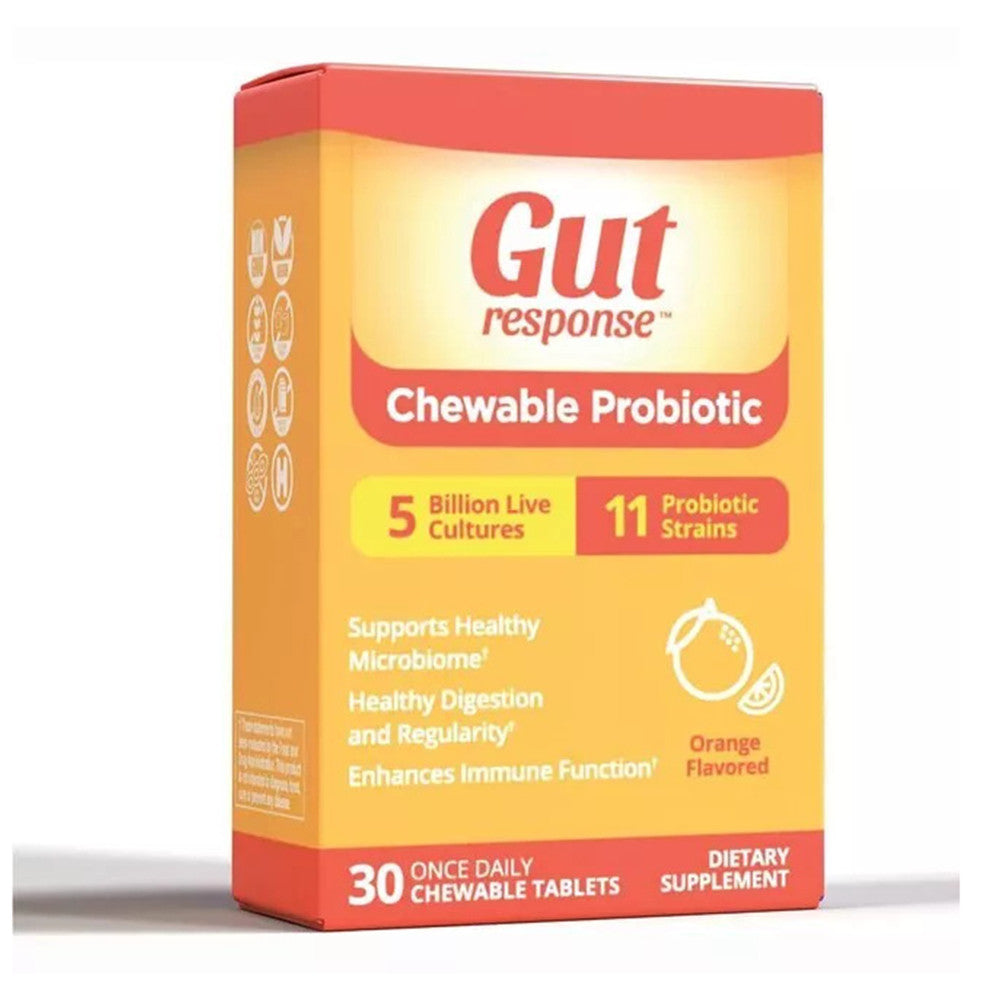 Gut Response Chewable Probiotic Capsules, Orange Flavor, 30 Ea