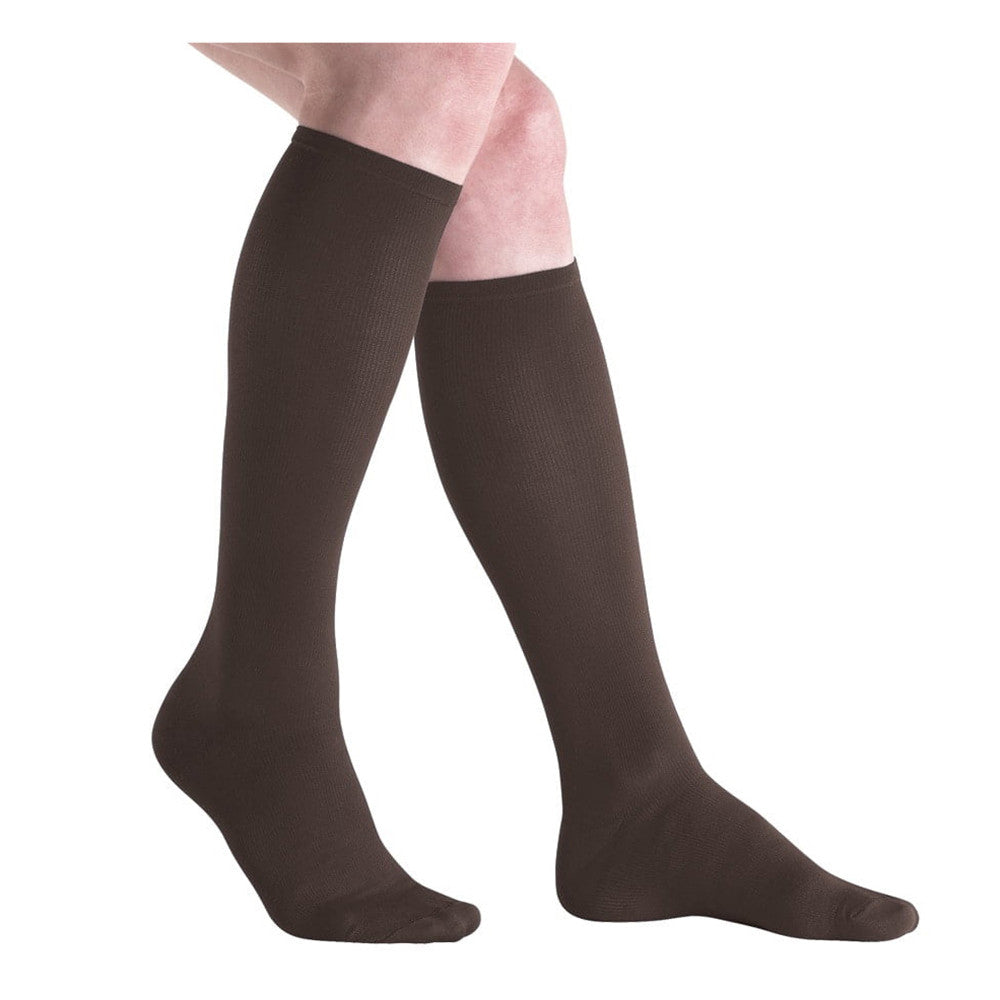 Jobst Mens Dress Knee High Closed Toe Socks, Brown, Medium, 1 Ea