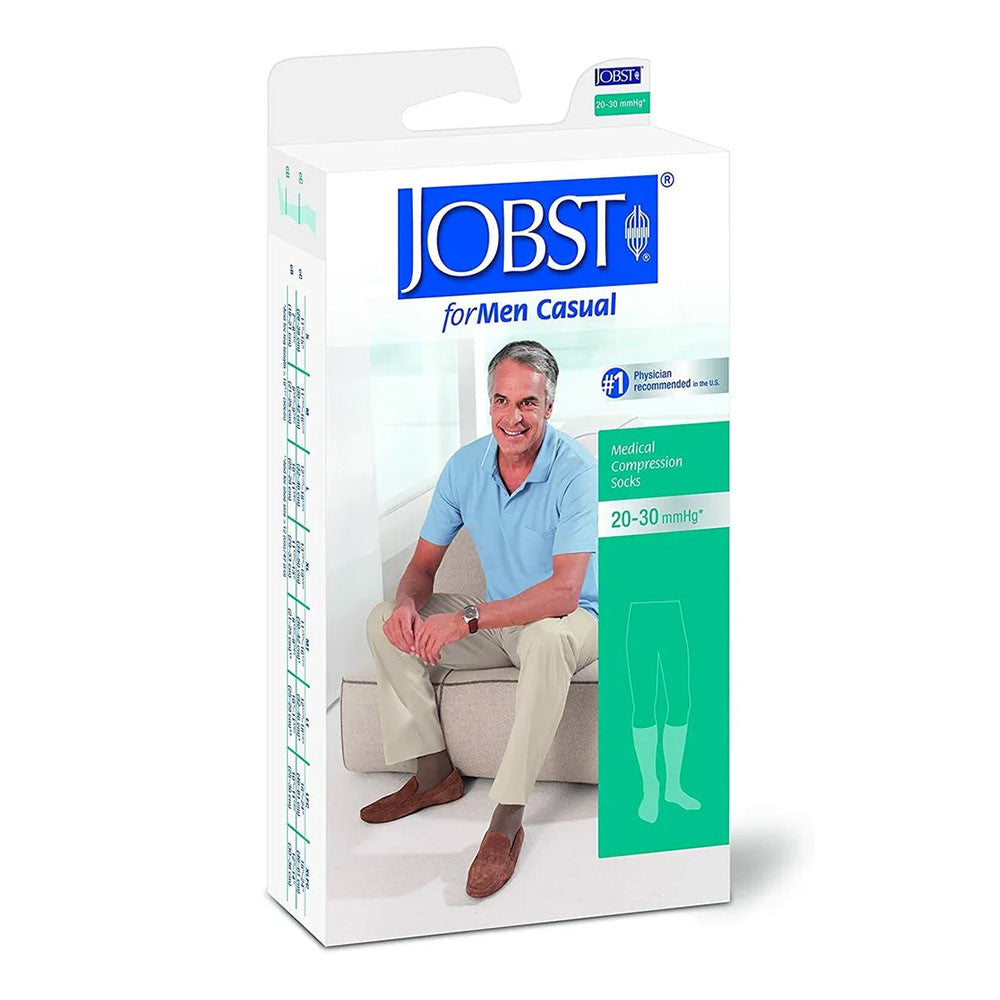 Jobst for Men Casual Knee High Socks 20 to 30 Mmhg Khaki Small, 1 Ea