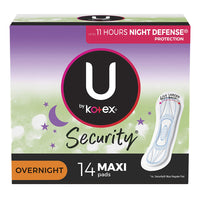 U by Kotex Clean And Secure Maxi Pads Overnight, Unscented, 14 Ea