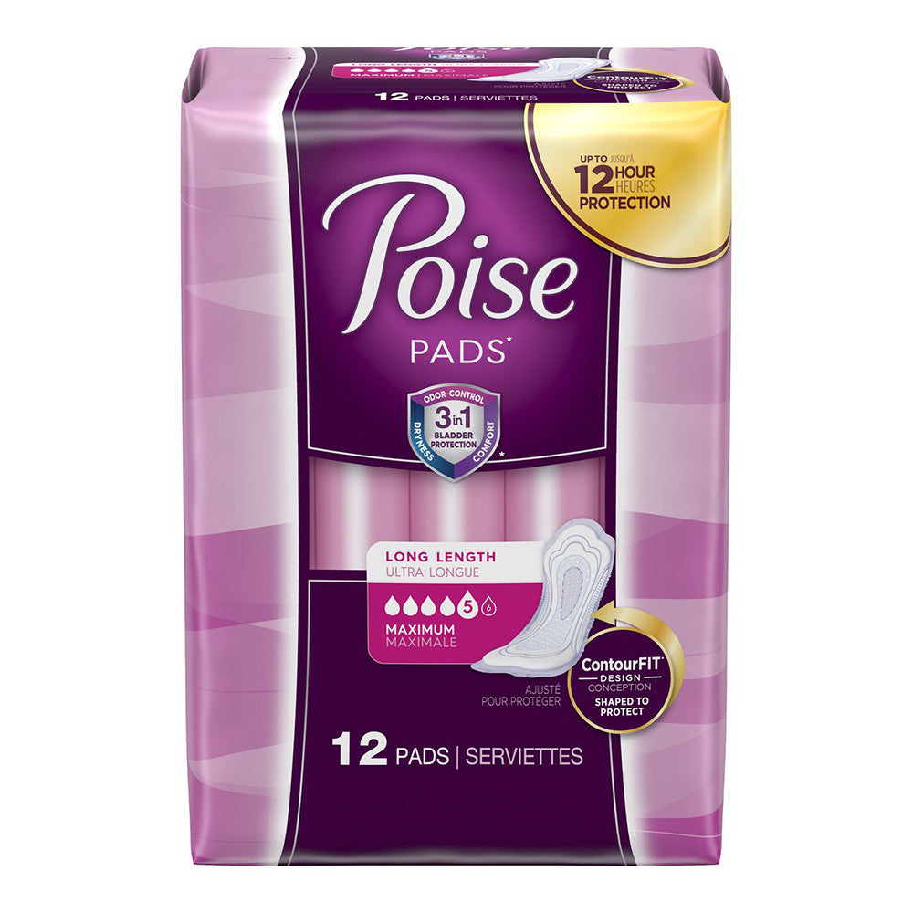 Poise Incontinence Bladder Control Pads For Women, Maximum Absorbency, 12 Ea