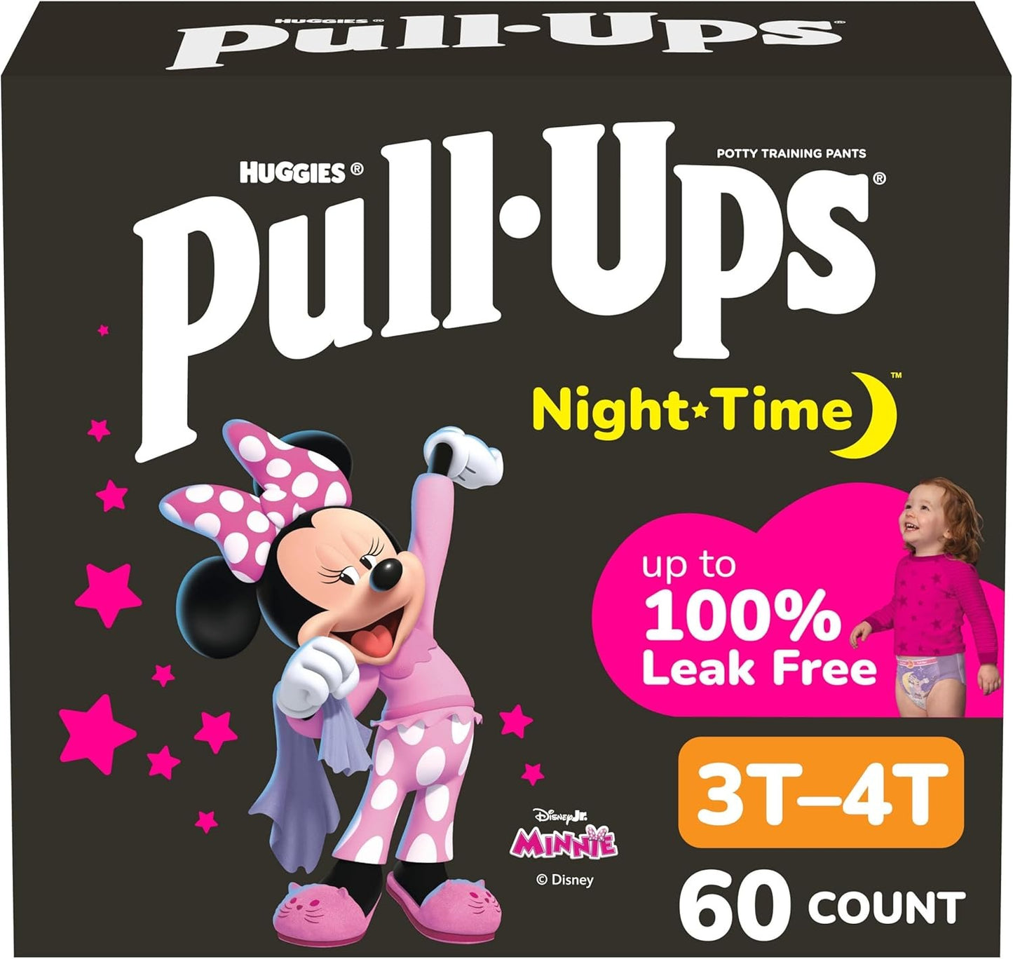 Huggies Pull Ups Girls Nighttime Training Pants 3T-4T Nighttime 60Ea