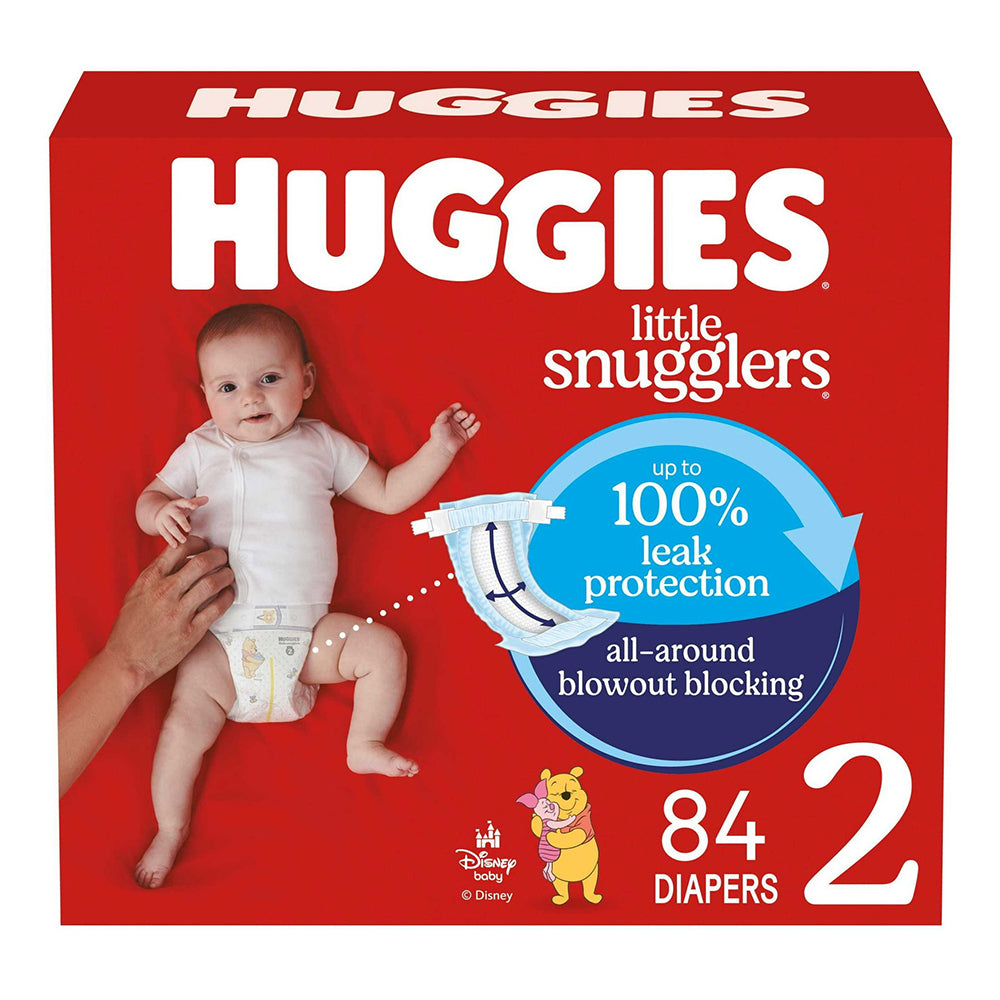Huggies Little Snugglers Baby Diapers Size 2 for Gentle Skin Protection and All Around Leak Guard 84Ea