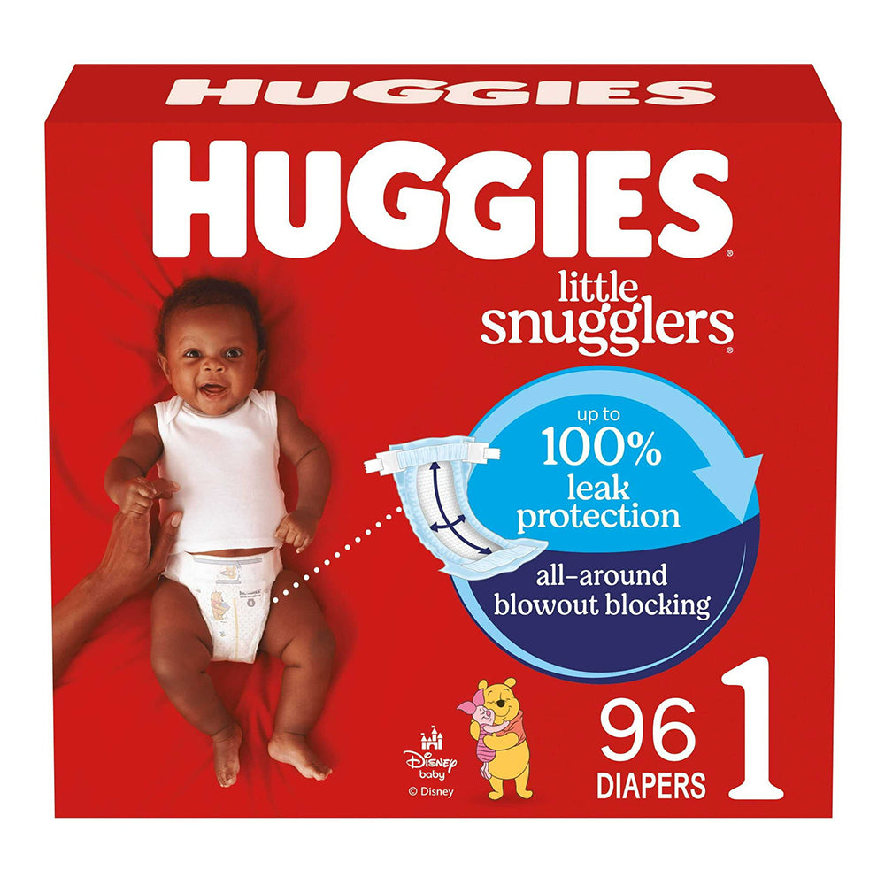 Huggies Little Snugglers Diapers Size 1 Gentle Protection for Newborn Skin 96Ea