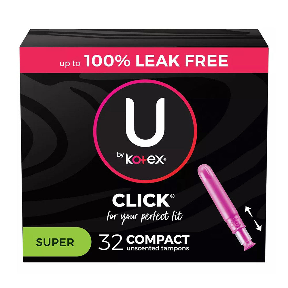 U by Kotex Click Compact Unscented Tampons, Super, 32 Ea