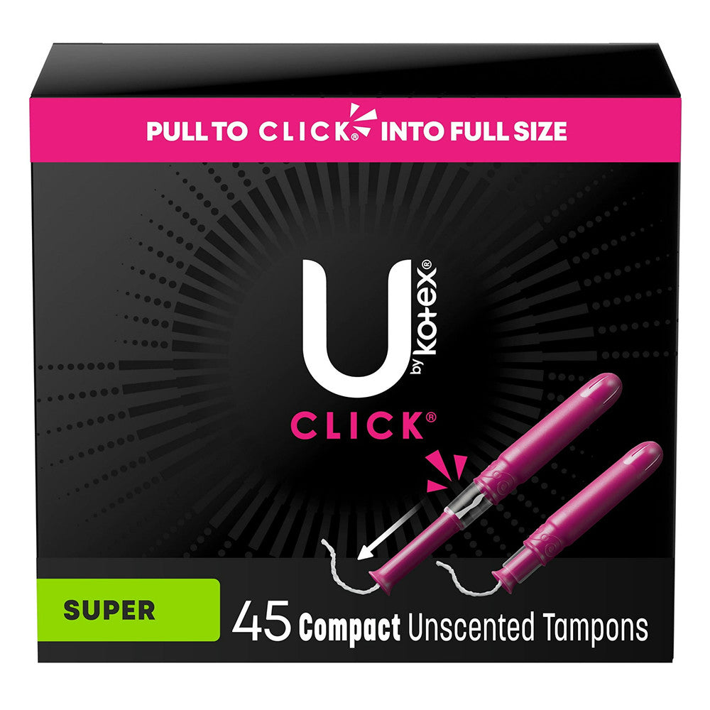 U By Kotex Click Compact Unscented Tampons, Super, 45 Ea