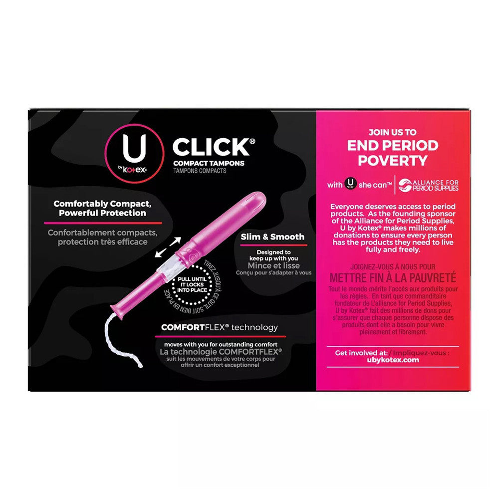 U by Kotex Click Tampons Regular And Super Absorbency, Unscented, 45 Ea