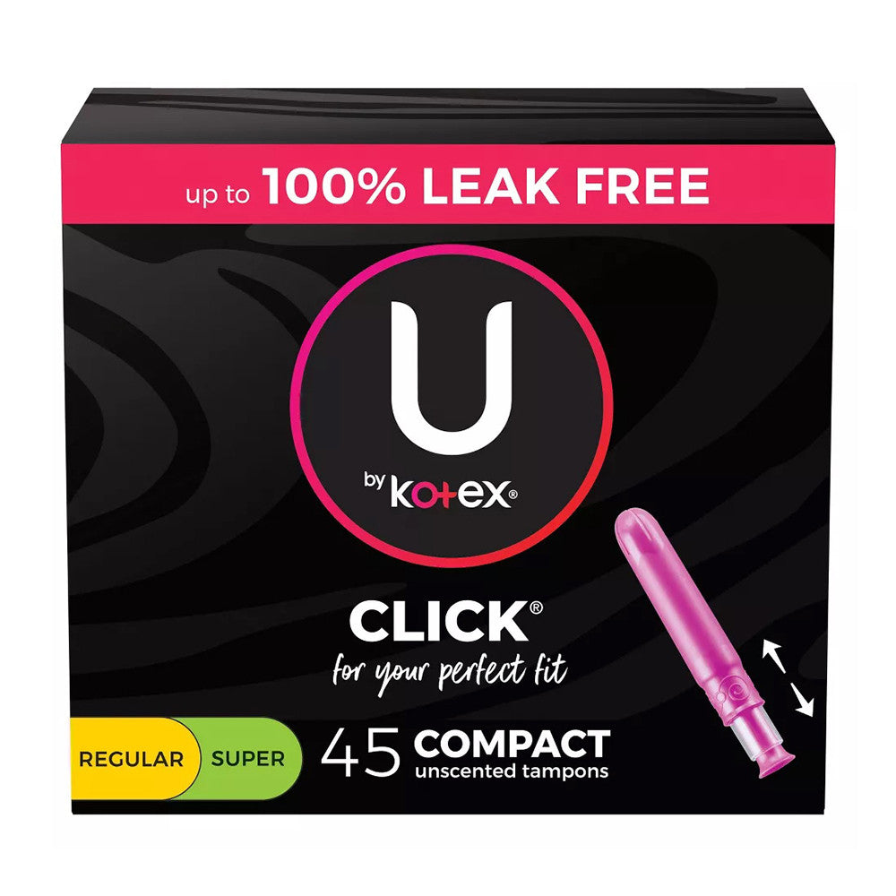 U by Kotex Click Tampons Regular And Super Absorbency, Unscented, 45 Ea