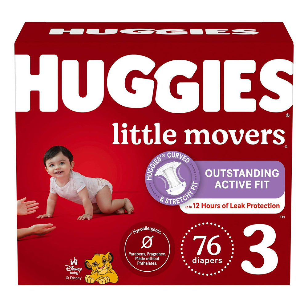 Huggies Little Movers Diapers Size 3 for Active Babies Secure Fit and Leak Protection 76Ea