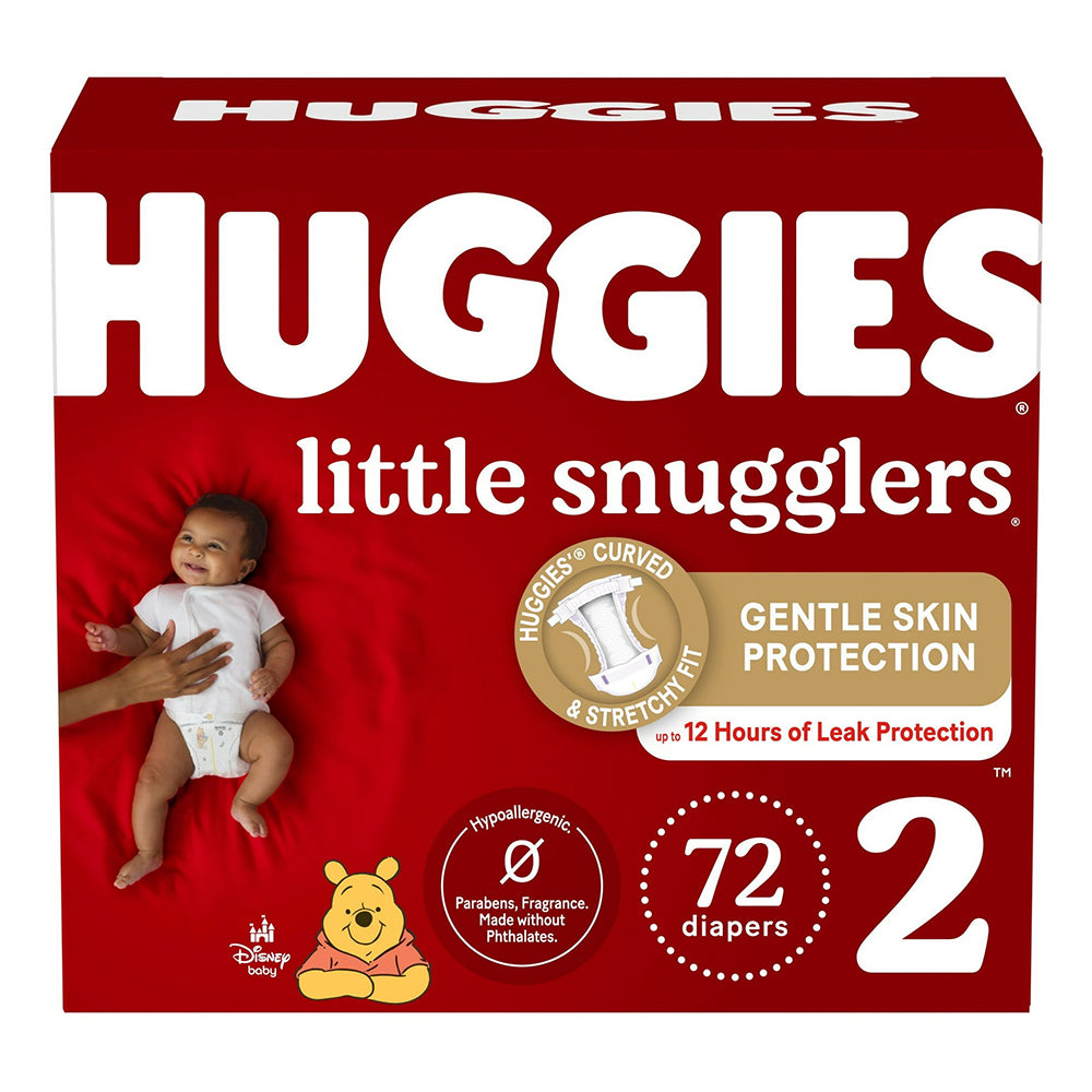 Huggies Little Snugglers Diapers Size 2 Gentle Protection and Leak Guard Comfort for Active Babies 72Ea