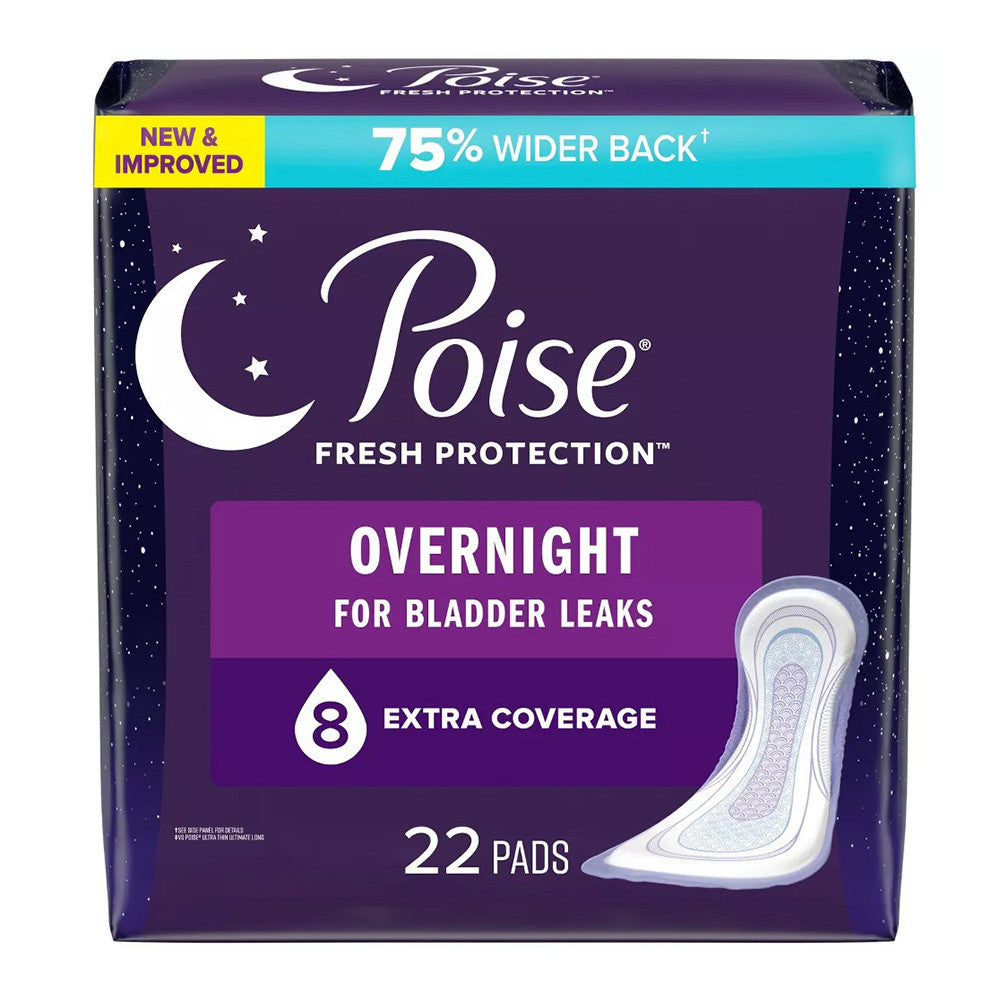 Poise Incontinence Bladder Control Pads For Women, Over Night Absorbency, 22 Ea