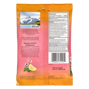 Ricola Honey Lemon with Echinacea Cough Drops, 19 Ea