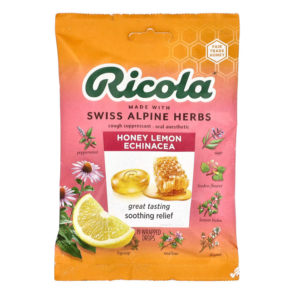 Ricola Honey Lemon with Echinacea Cough Drops, 19 Ea
