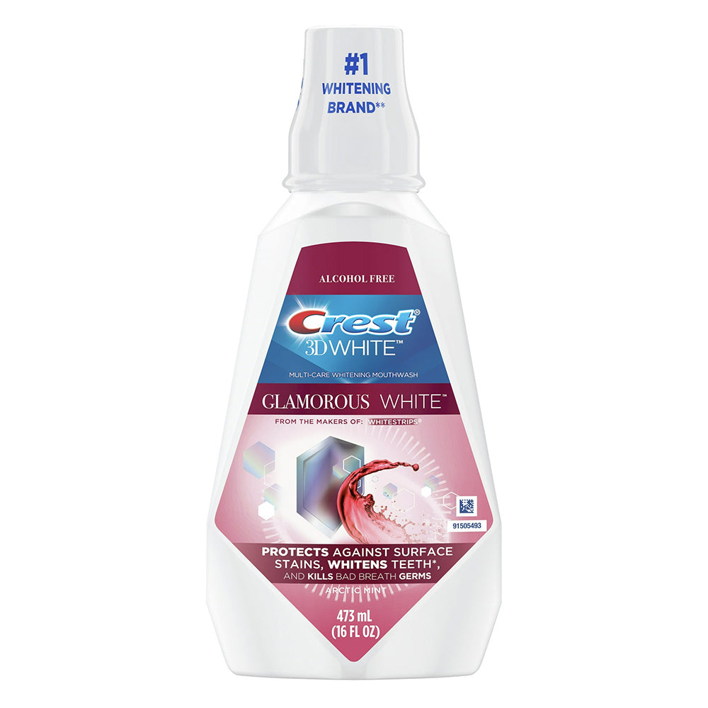Crest 3D White Glamorous White Alcohol Free Clean Whitening Mouthwash Fresh Mint 16Oz (473ml)