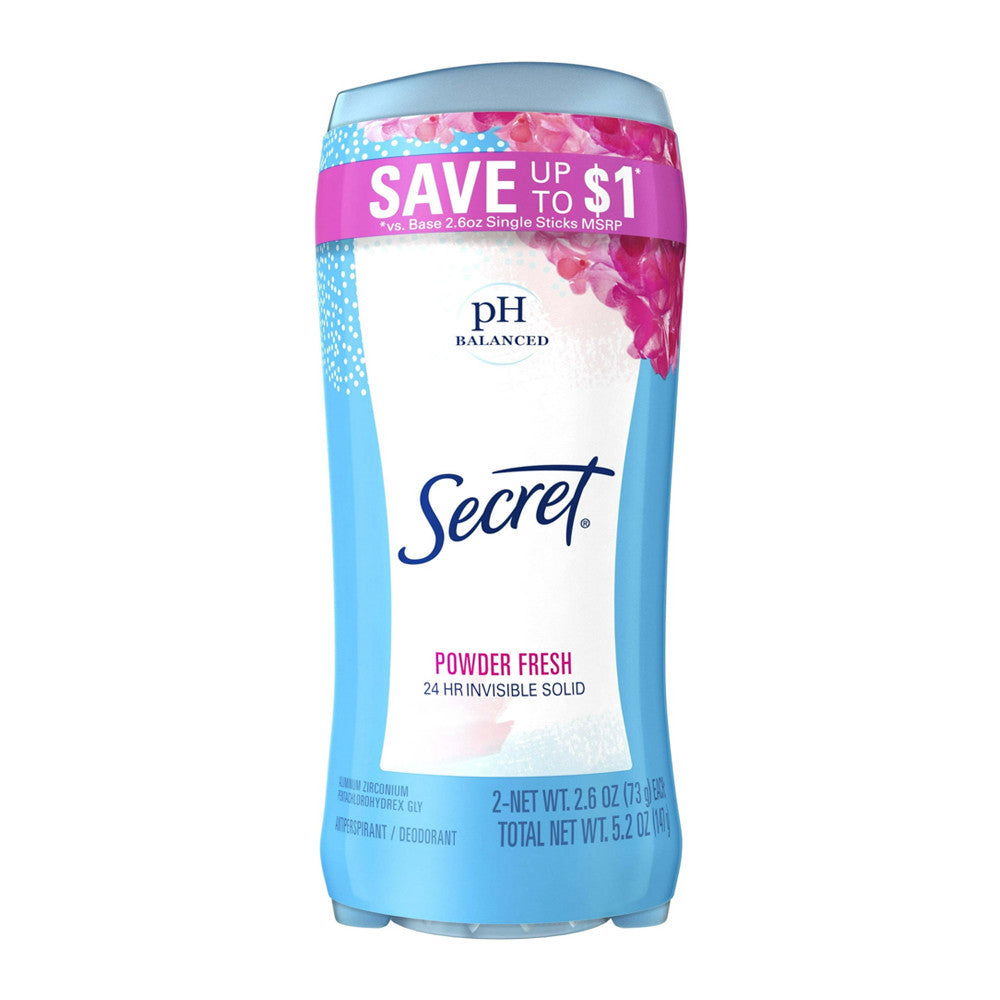 Secret Invisible Solid Powder Fresh Deodorant, Twin Pack, 5.2 Oz