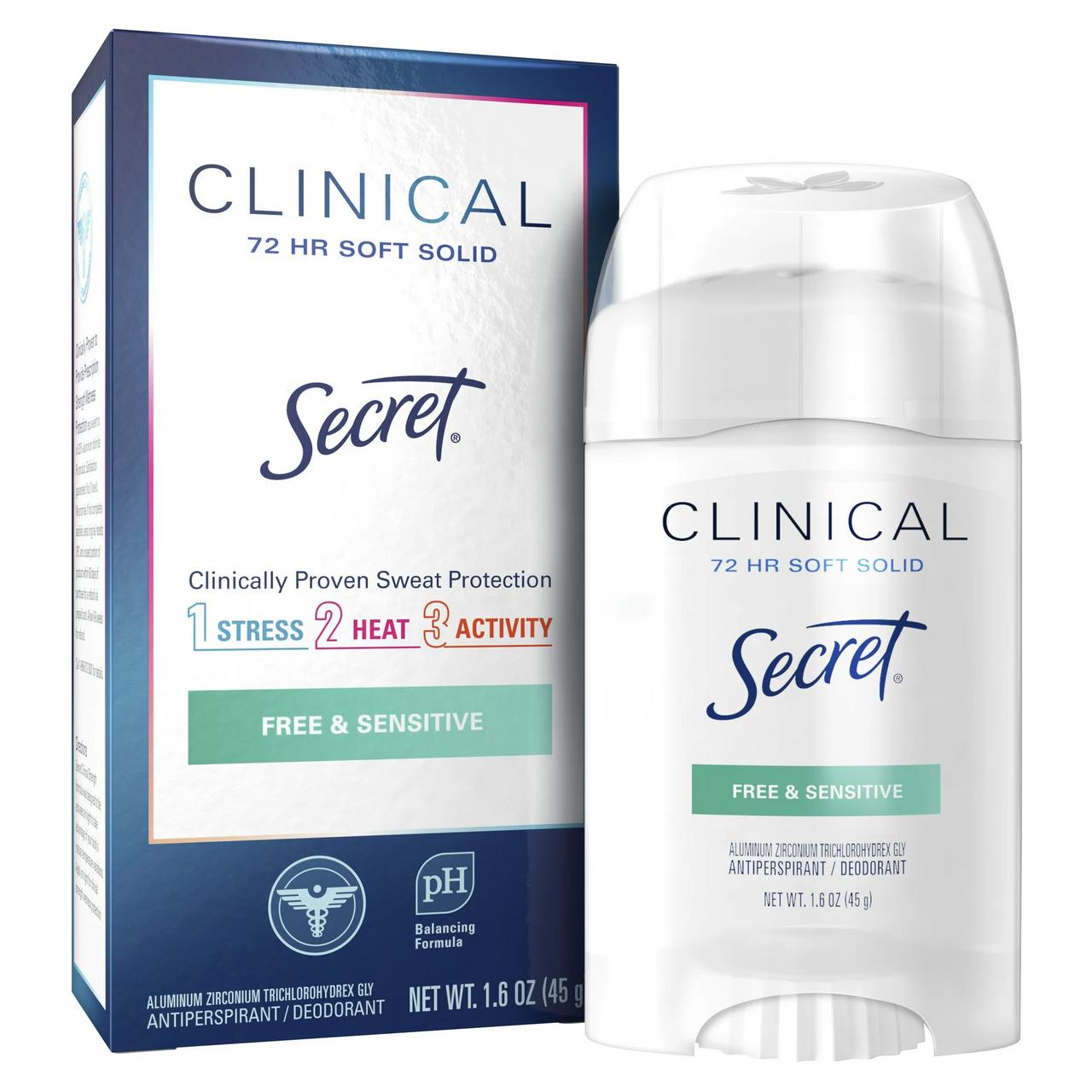 Secret Clinical Strength Antiperspirant  Deodorant For Women, Soft Solid, Sensitive Unscented, 1.6 Oz