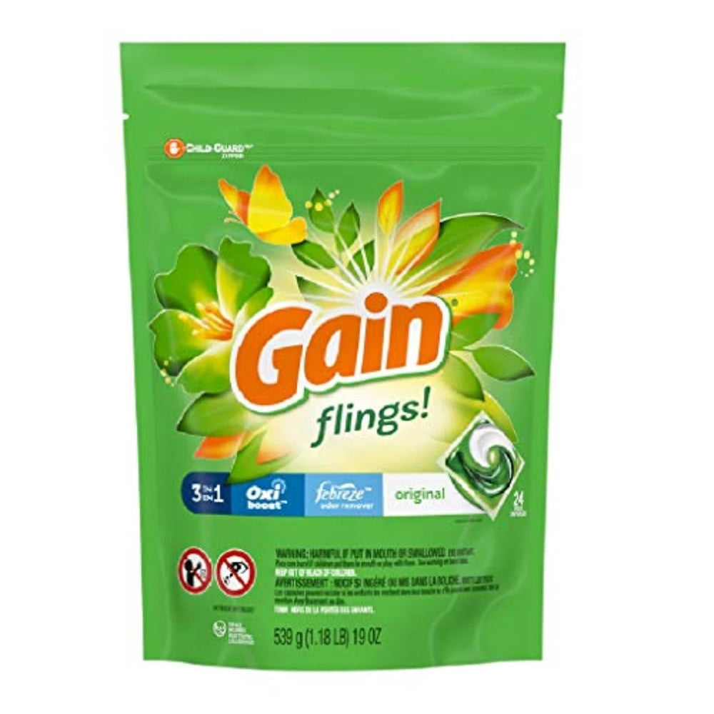 Gain Flings Original Scent Laundry Detergent Pod, 24 Ea