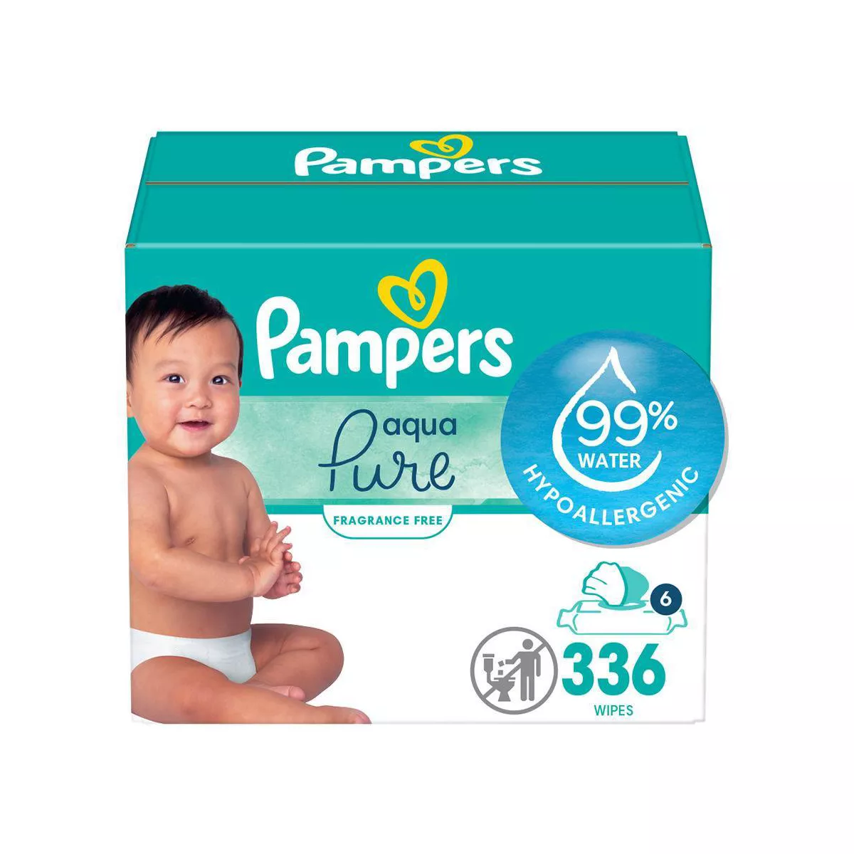 Pampers Aqua Pure Sensitive Baby Wipes Pop Top, 336 Ea