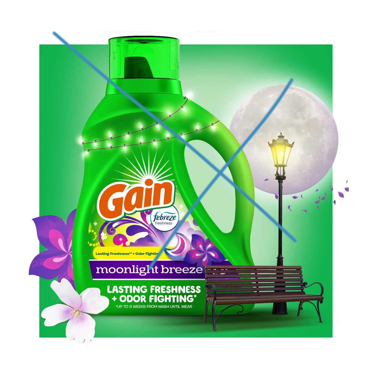 Gain Aroma Boost Liquid Laundry Detergent HE Compatible Moonlight Breeze Scent 46Oz (1.36l)