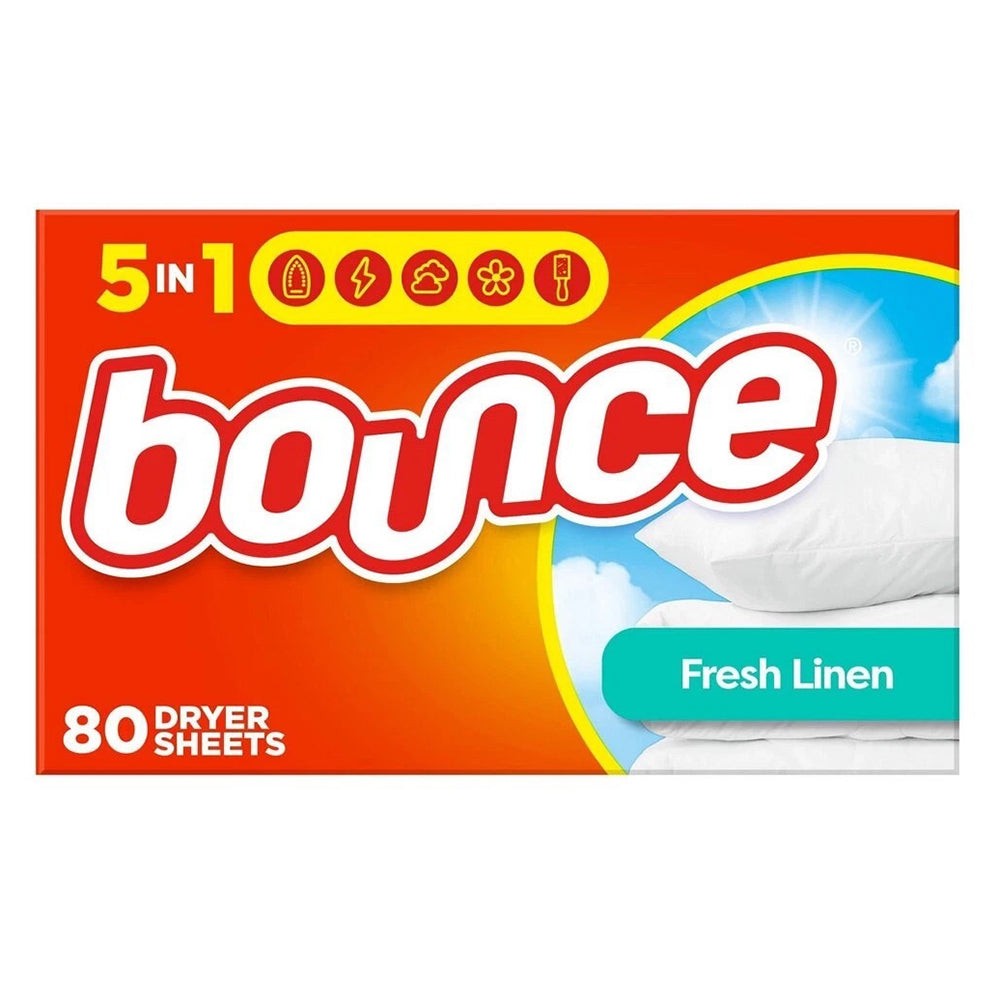 Bounce Fabric Softener Dryer Sheets Fresh Linen Scent 80Ea