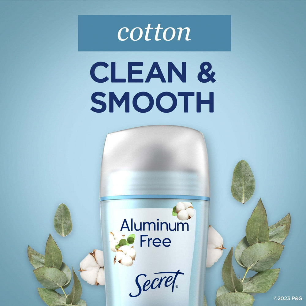 Secret Aluminum Free Womens Deodorant Solid, Cotton, 2.4 Oz