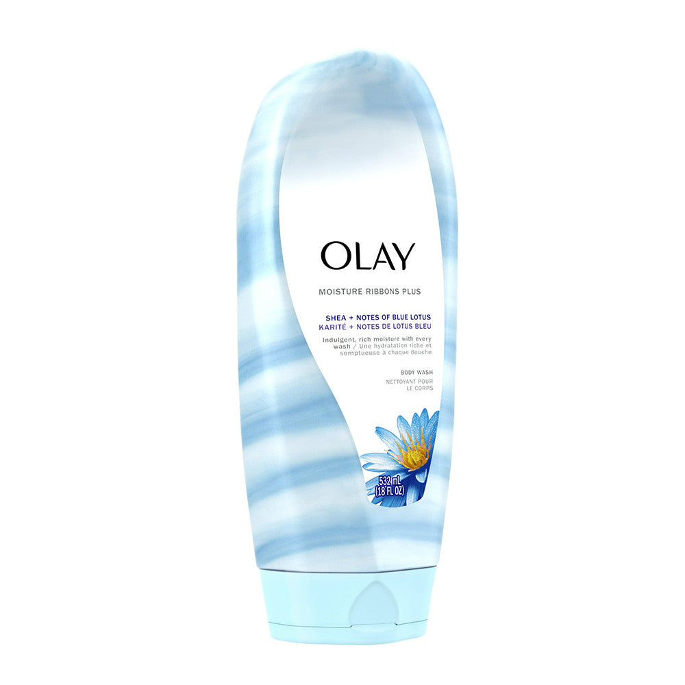 Olay Moisture Ribbons Plus Body Wash, Shea and Blue Lotus, 18 Oz