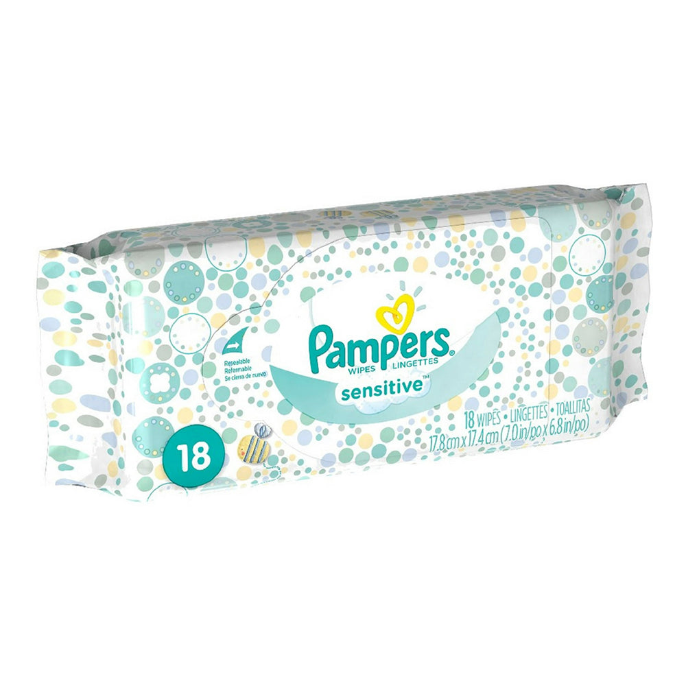 Pampers Sensitive Hypoallergenic Baby Wipes Fragrance Free 18Ea