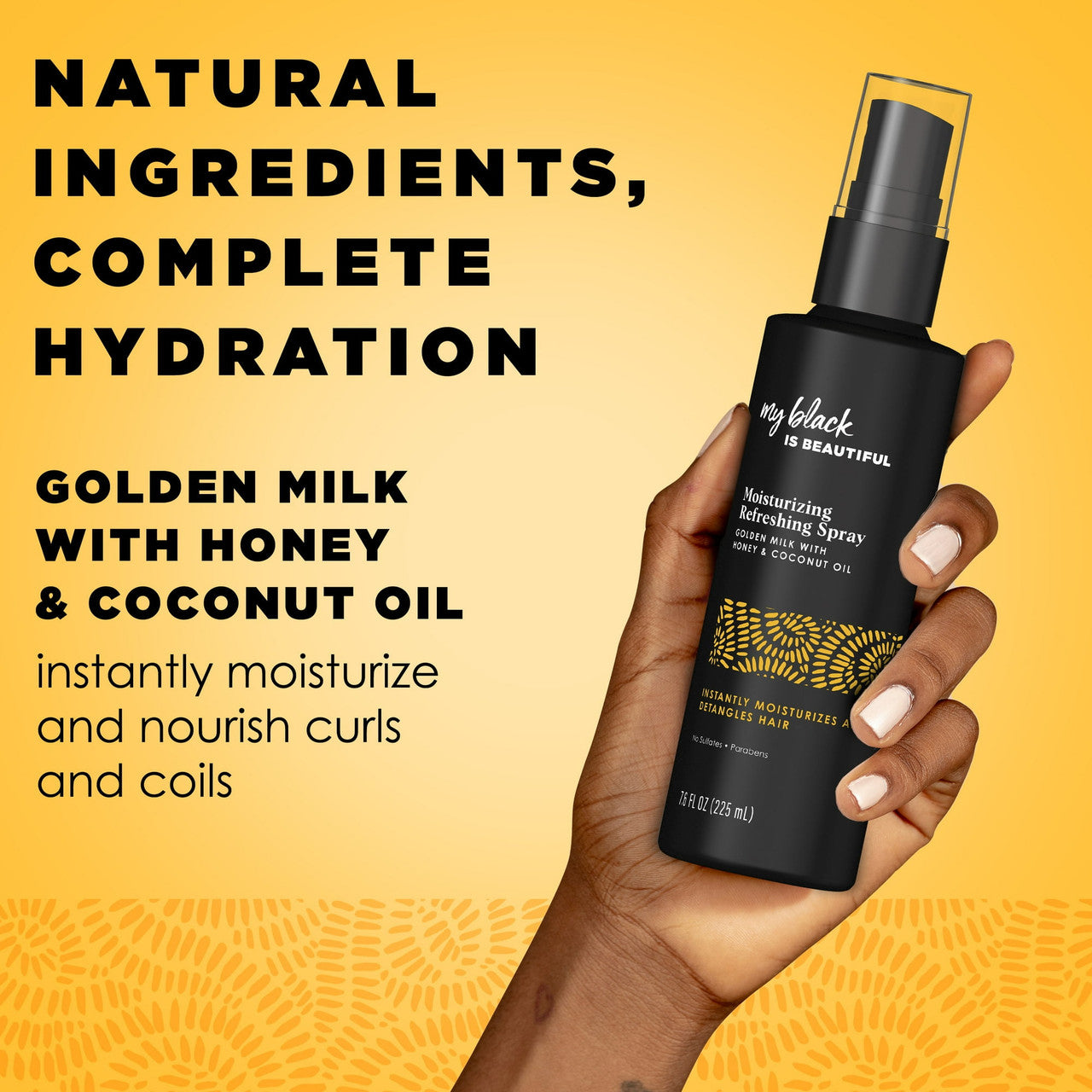 My Black is Beautiful Moisturizing Luxe Detangler Spray With Coconut Oil, Honey And Turmeric, 7.6 Oz