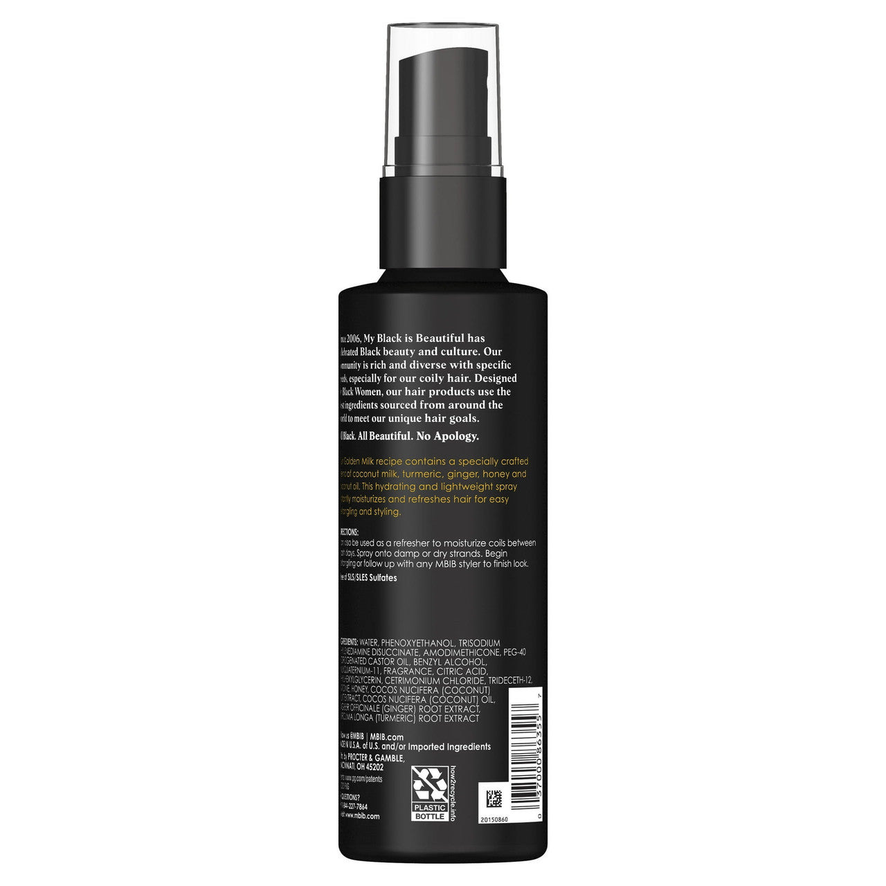 My Black is Beautiful Moisturizing Luxe Detangler Spray With Coconut Oil, Honey And Turmeric, 7.6 Oz