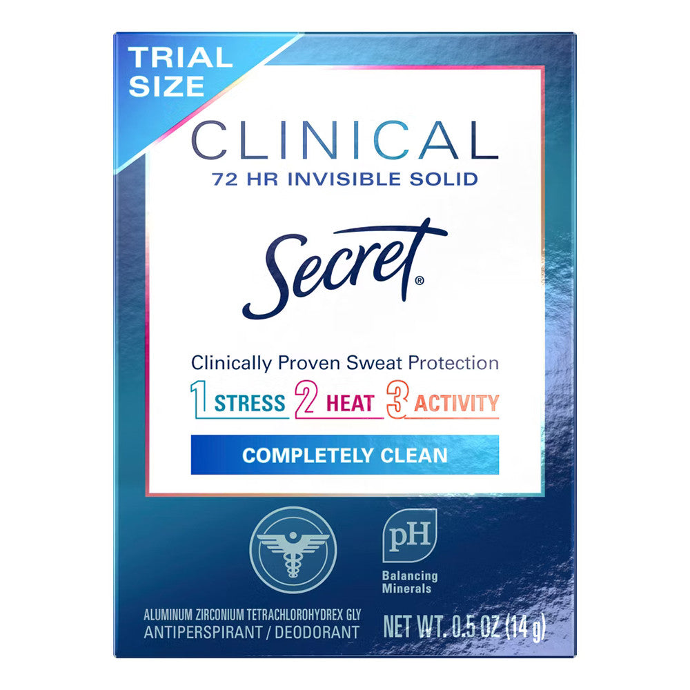 Secret Clinical Strength Completely Clean Invisible Solid Antiperspirant and Deodorant, 0.5 Oz