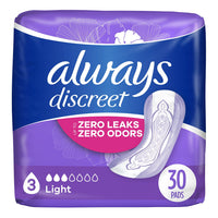 Always Discreet Ultra Thin Incontinence Pads for Women Regular Liners, 30 Ea