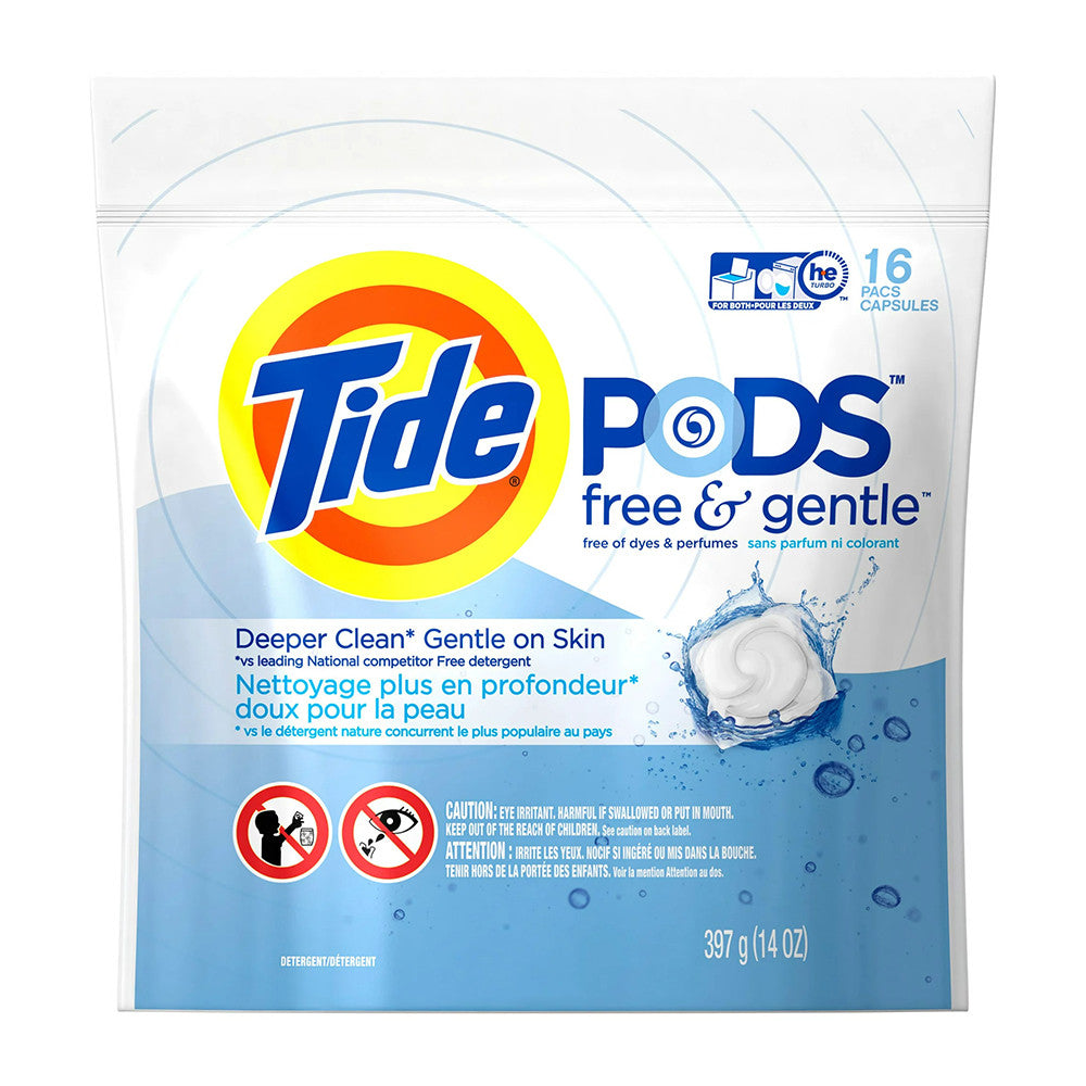 Tide Pods Free and Gentle Laundry Detergent Pacs, 16 Ea
