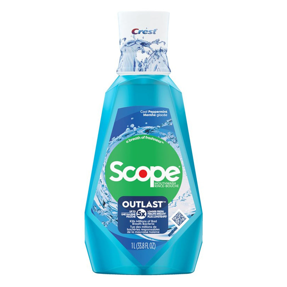 Scope Mouthwash Outlast Cool Peppermint Kills Bad Breath and Longer Fresh Breath 33.8Oz