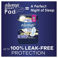 Always Ultra Thin Overnight Pads with Wings, Extra Heavy Overnight Absorbency, Size 5, 46 Ea