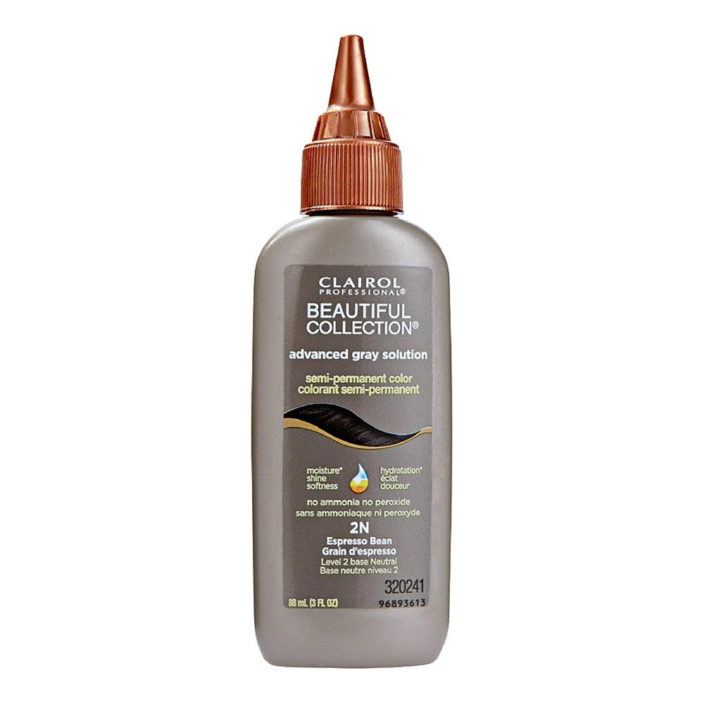 Clairol Professional Beautiful Collection Gray Solution Semi Permanent Hair Color, 2N Espresso Bean, 3 Oz