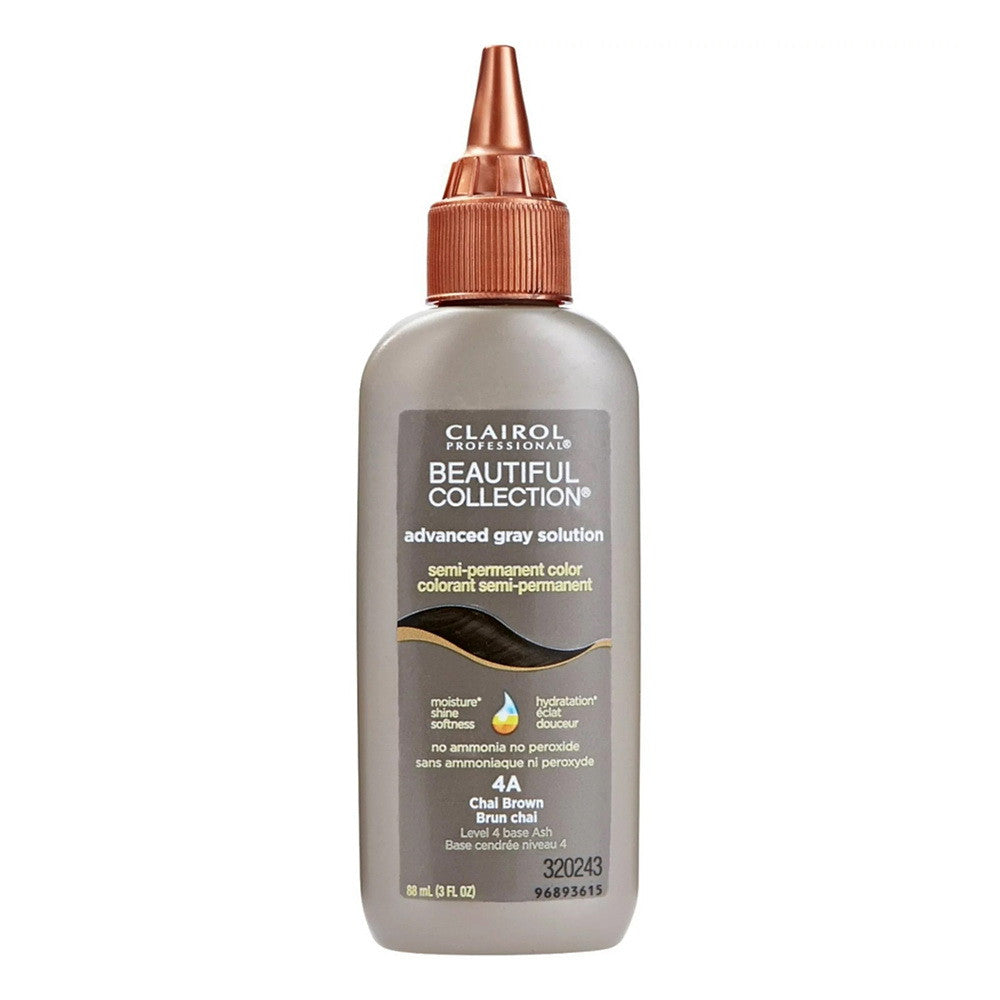 Clairol Professional Beautiful Collection Gray Solution Semi Permanent Hair Color, 4A Chai Brown, 3 Oz