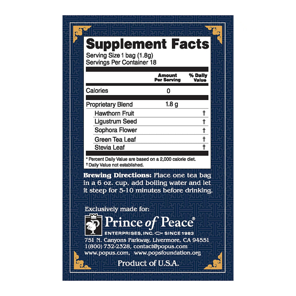 Prince of Peace Blood Pressure Herbal Tea Bag, 18 Ea, 1.14 Oz